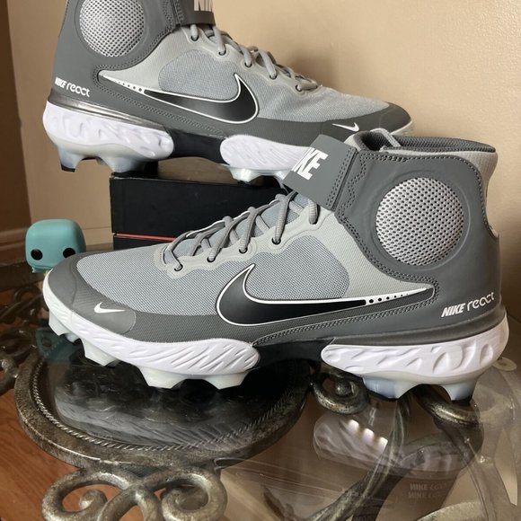 Nike‎ Alpha Huarache Elite 3 Mid MCS Baseball Cleat Gray CZ4455-005 Mens Size 15 - Picture 1 of 9